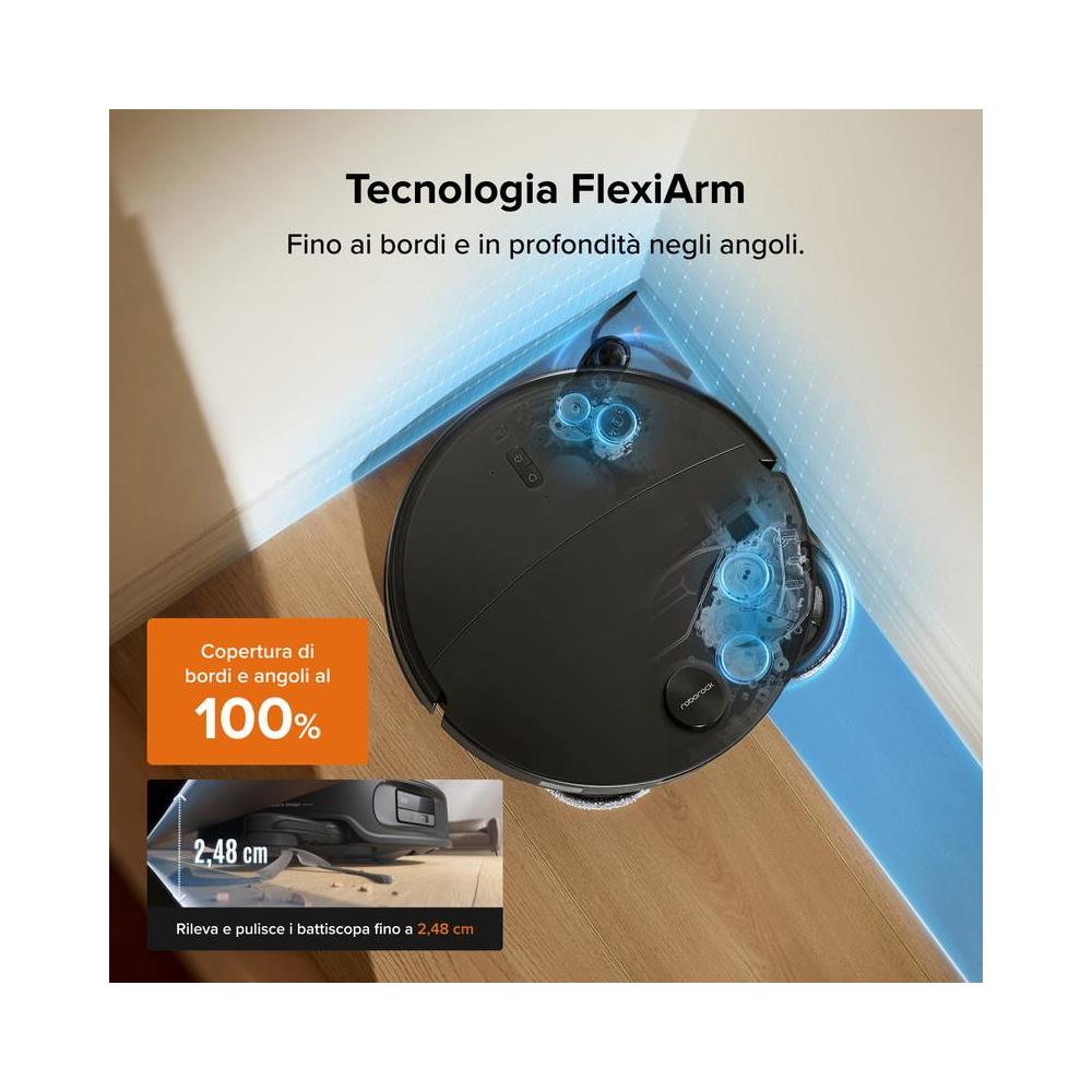 Qrevo Edge 2 Aspirapolvere E Lavapavimenti Robot, 25.000pa, Ultra Sottile 7.98 Cm, Zero Aggrovigliamenti, Riconoscimento Oggetti In Ai, Lavaggio Panni Ad Acqua Calda A 80°c E Asciugatura Automatica, Pulizia Bordi Flexiarm, Nero - Foto 8