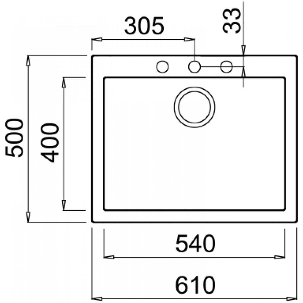 Lavello Incasso 1 Vasca 61×50 cm Linea Quadra 110 G40 in Granitek LGQ11040 Colore Nero - Foto 2