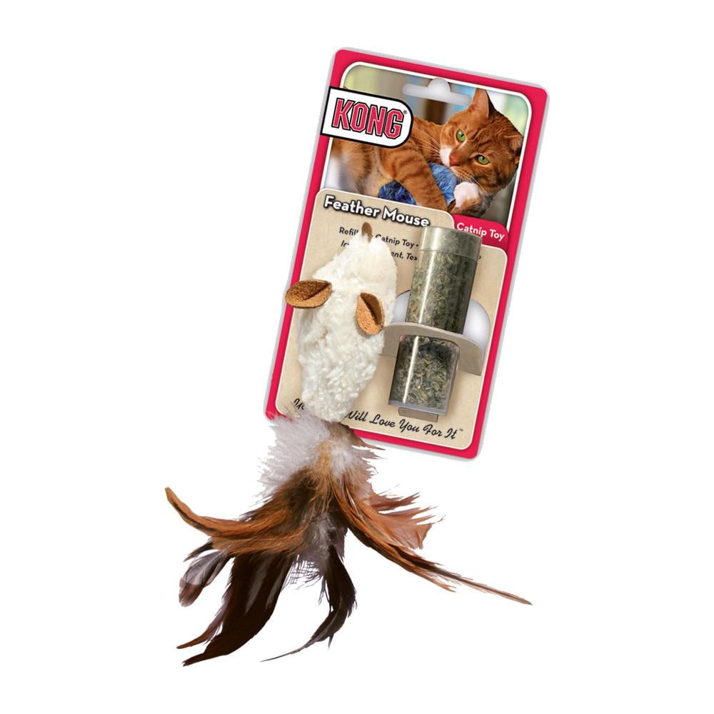 Per gatti modello Feather Mouse morbido riempibile con erba gatta e con piume colorate - Foto 1