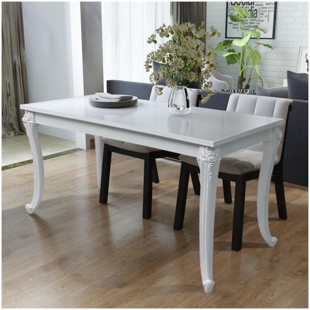 Tavolo Da Pranzo 120x70x76 Cm Bianco Lucido - Foto 1