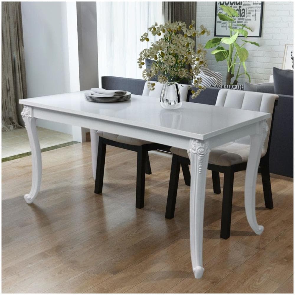 Tavolo Da Pranzo 120x70x76 Cm Bianco Lucido - Foto 2
