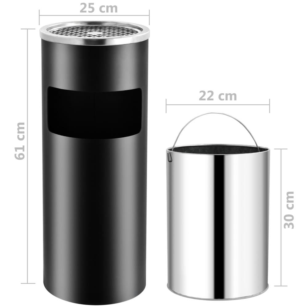 Pattumiera Con Posacenere Da Albergo 30 L Acciaio Nero - Foto 6