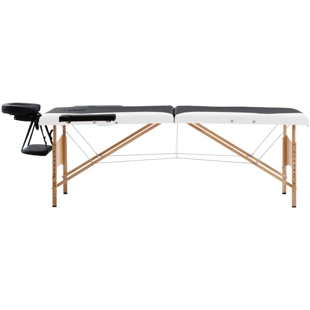Lettino Da Massaggio Pieghevole A 2 Sezioni Legno Nero E Bianco - Foto 2