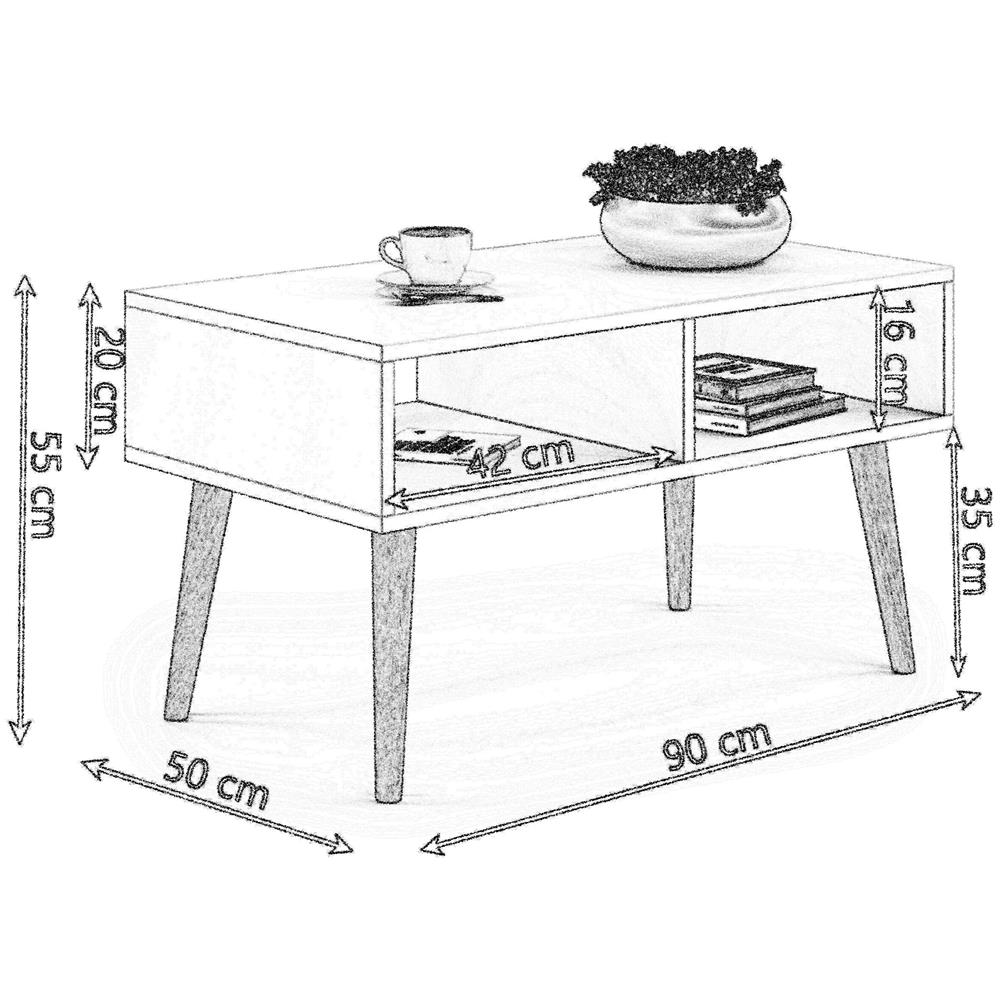 Tavolino Scandi, Scandinavo Coffe Table Bianco E Rovere Sonoma - Foto 2