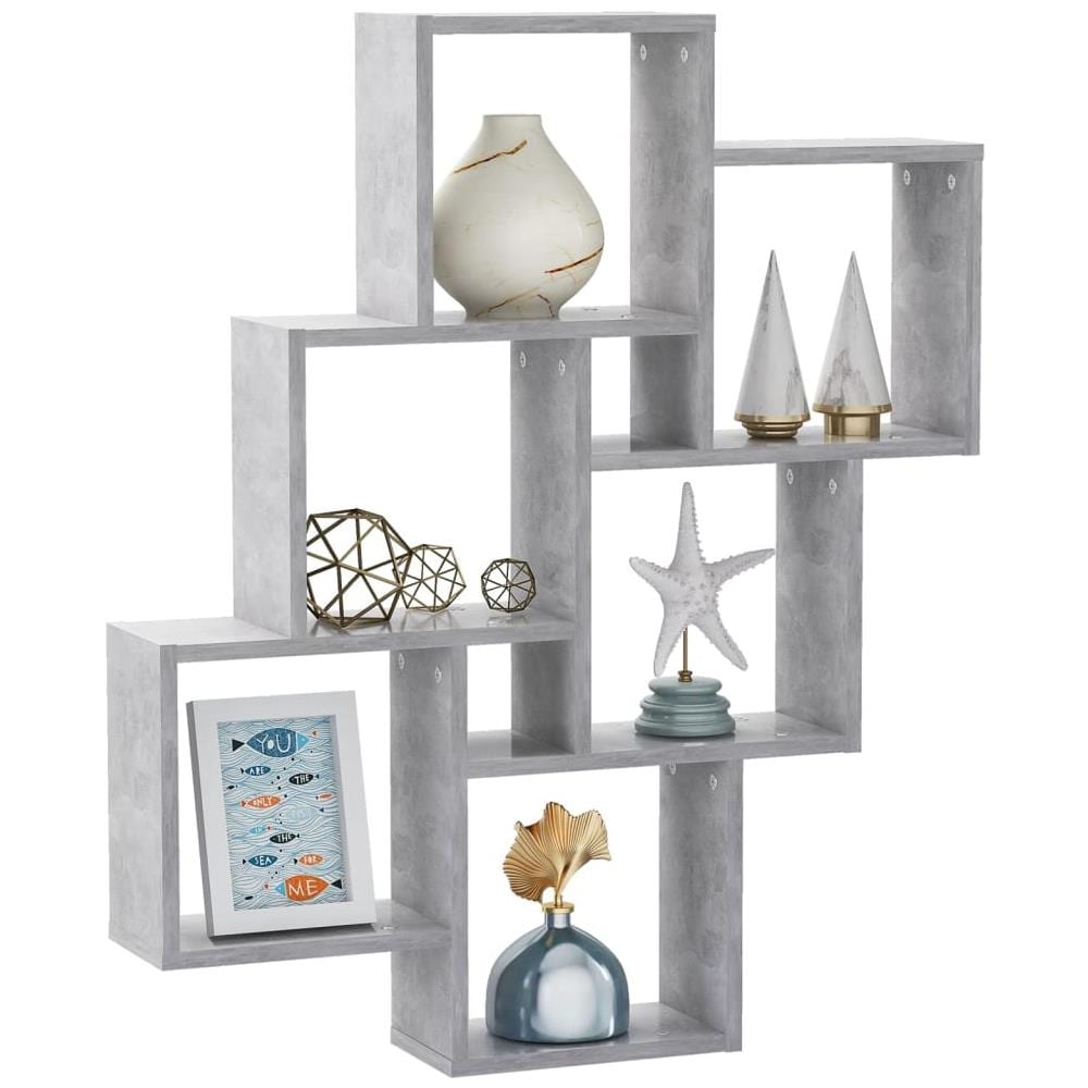 Mensola Parete Cubo Grigio Cemento 78x15x93cm Legno Multistrato - Foto 3