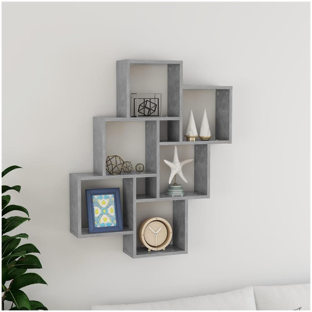 Mensola Parete Cubo Grigio Cemento 78x15x93cm Legno Multistrato - Foto 1