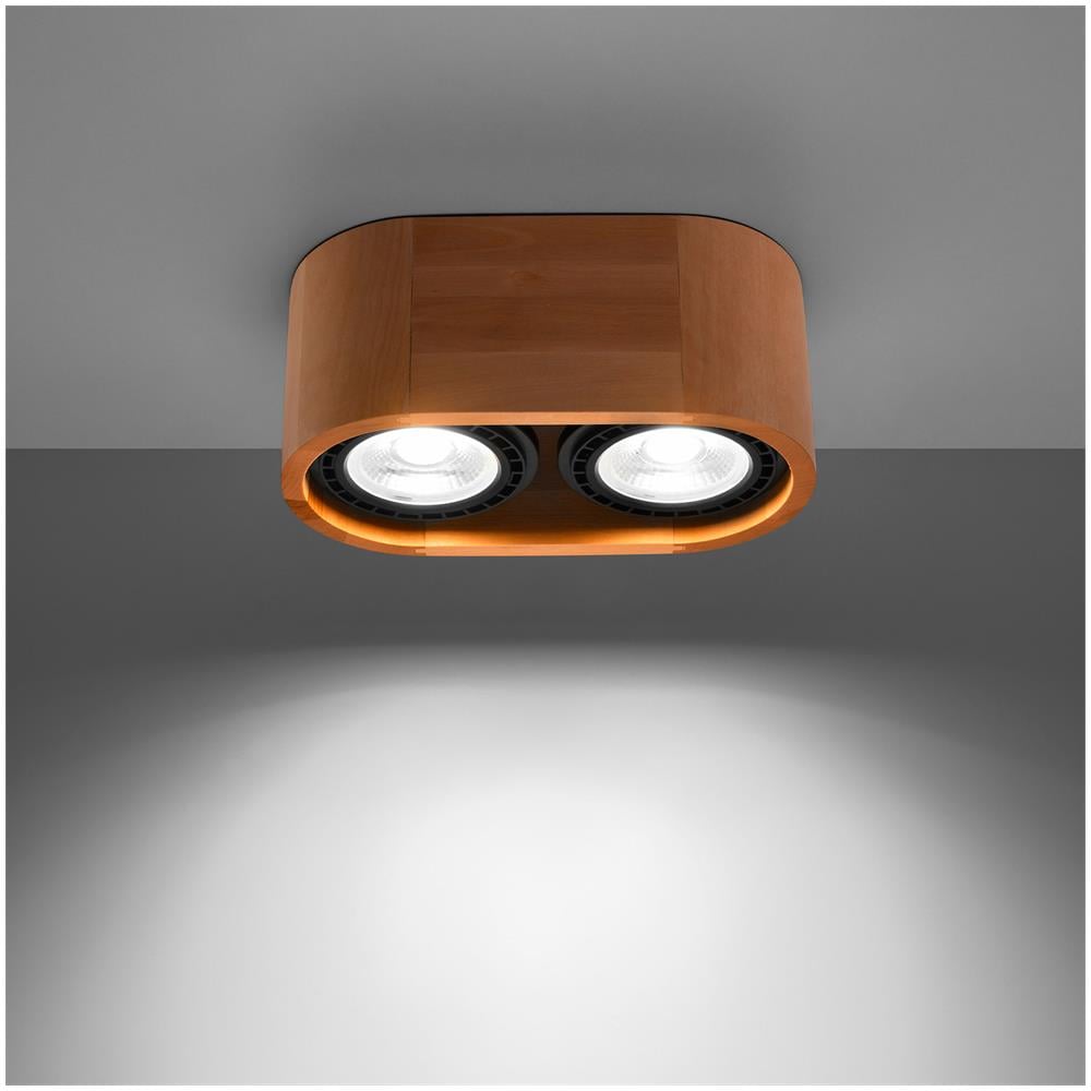 Applique Da Soffitto Basic 2 Legno Sollux Legno 100x140x270 Mm Legno - Foto 1