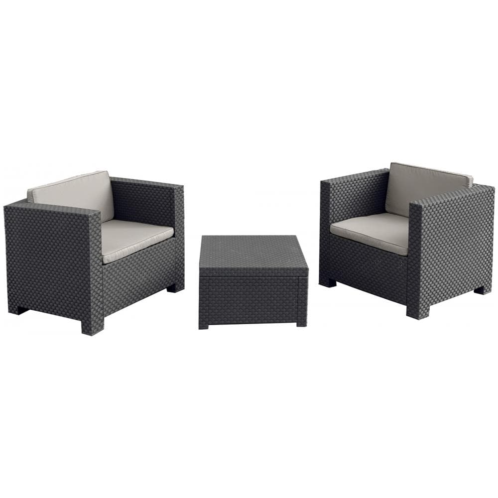 Salotto Da Giardino 2 Posti Effetto Resina Intrecciata Grigio Ankara - Foto 1