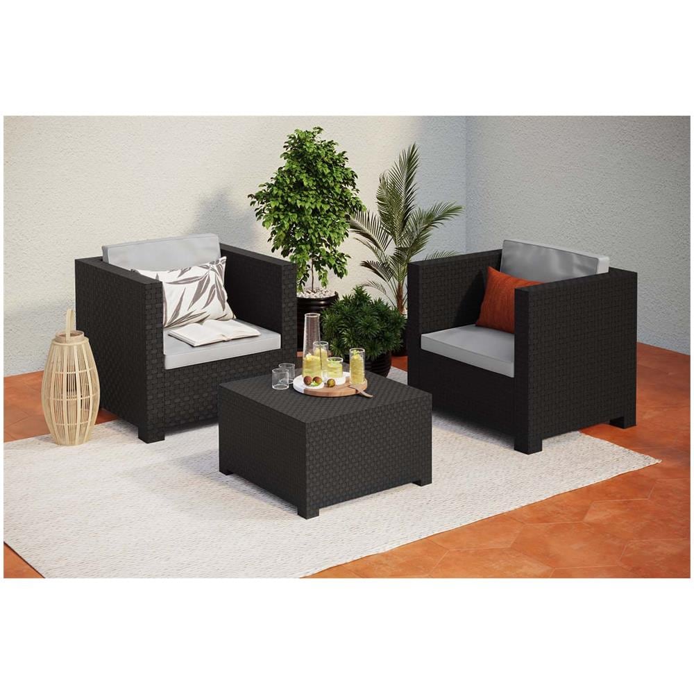 Salotto Da Giardino 2 Posti Effetto Resina Intrecciata Grigio Ankara - Foto 3