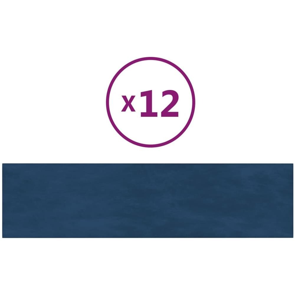 Pannelli Murali 12 Pz Blu 60x15 Cm Velluto 1,08 M - Foto 2