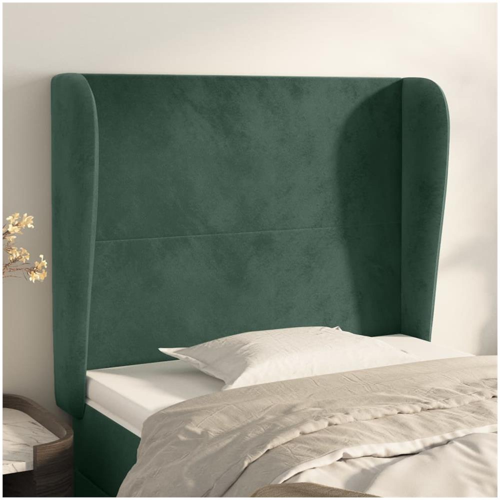Testiera Ad Orecchio Verde Scuro 103x23x118/128cm In Velluto - Foto 1