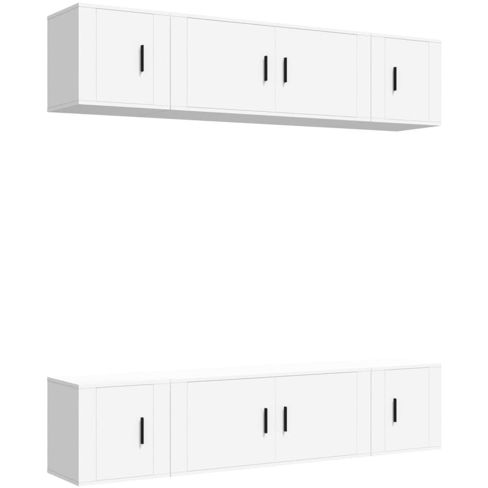 Set Di Mobili Porta Tv 6 Pz Bianco In Legno Multistrato - Foto 2