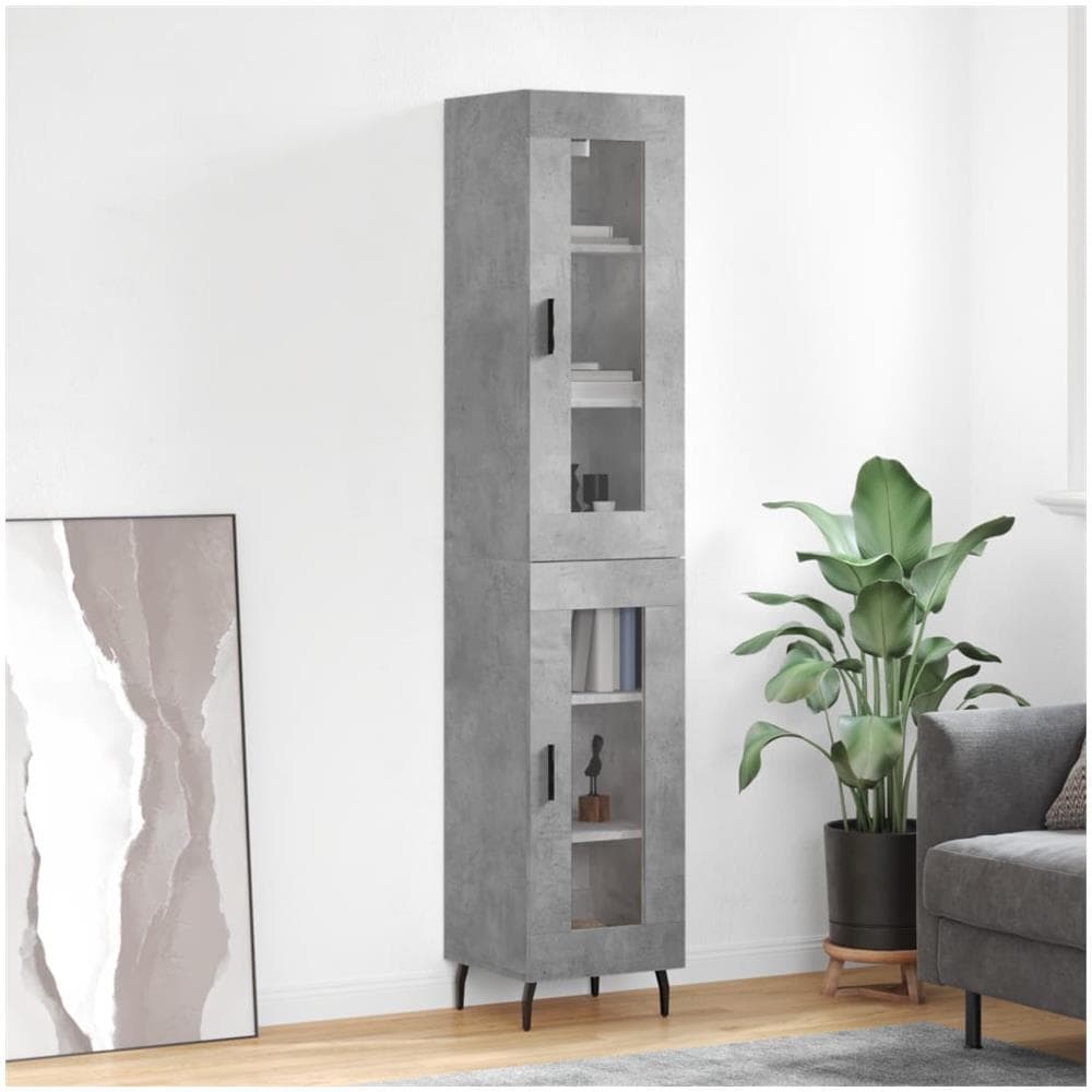 Credenza Grigio Cemento 34,5x34x180 Cm In Legno Multistrato - Foto 1