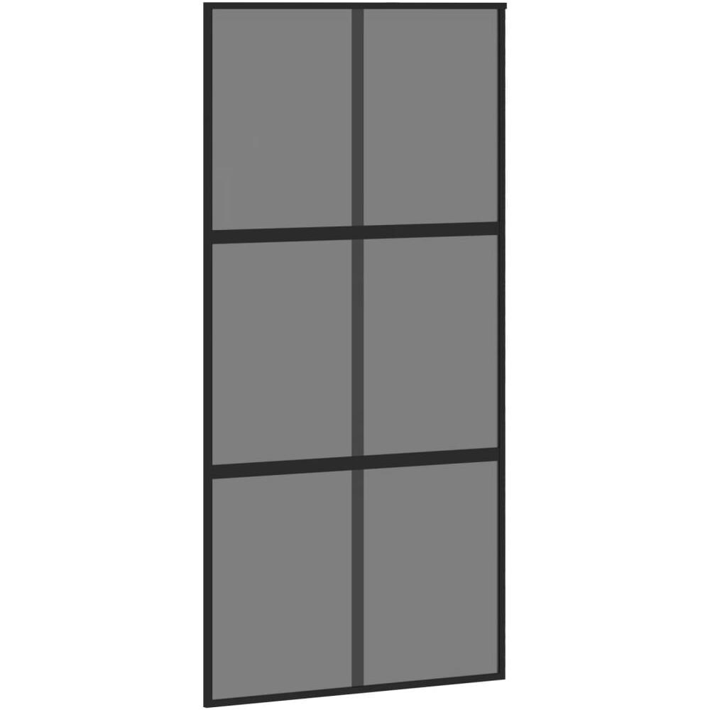 Porta Scorrevole Nera 102,5x205 Cm Vetro Temperato E Alluminio - Foto 2