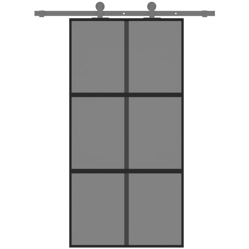 Porta Scorrevole Nera 102,5x205 Cm Vetro Temperato E Alluminio - Foto 3