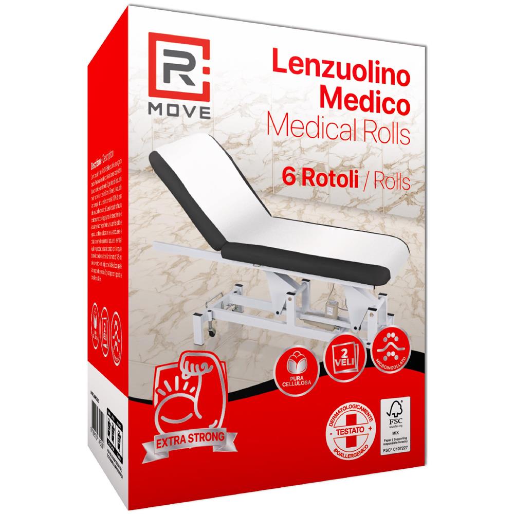 1Conf. da 6pz 60cmx60metri Lenzuolino Medico 2 Veli Pura Cellulosa - Foto 1