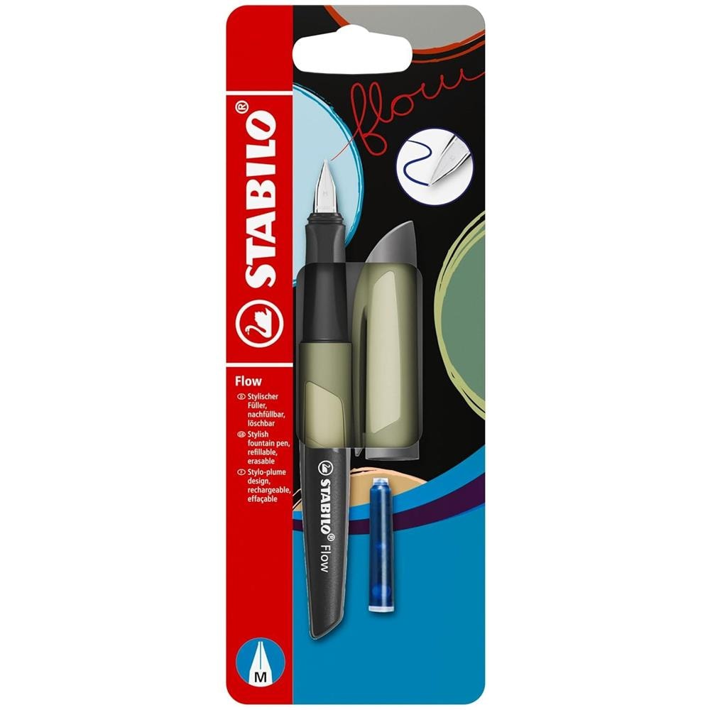 Flow MONOCHROME - Penna Stilografica - in Verde Oliva - Pack da 1 - Cartuccia inclusa - Foto 1