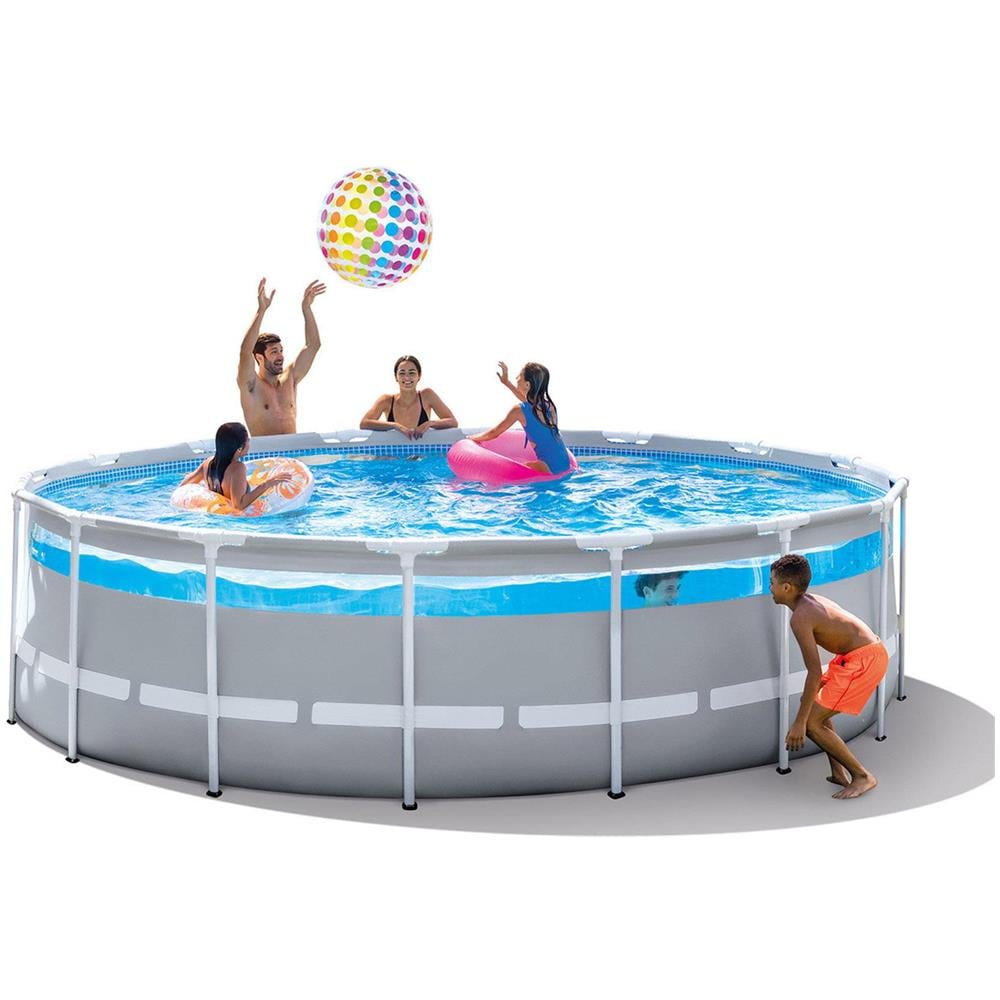 26730NP - Piscina Prisma Frame Clearview Rotonda con Pompa Filtro Scaletta e Teli 488x488x122 cm - Foto 1