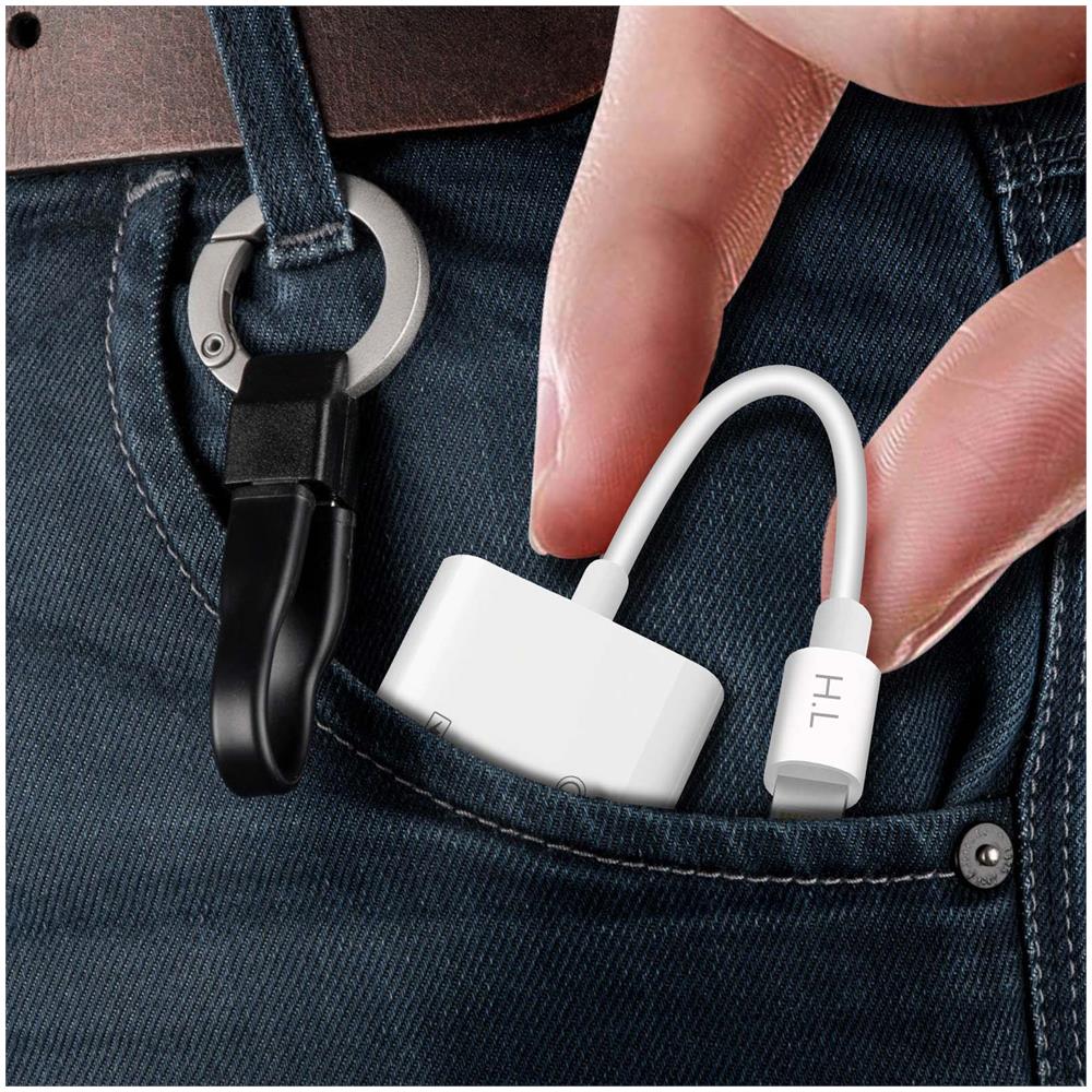 Adattatore Audio E Ricarica Lightning Verso Lightning E Jack 3,5 Mm 12 Cm - Foto 2