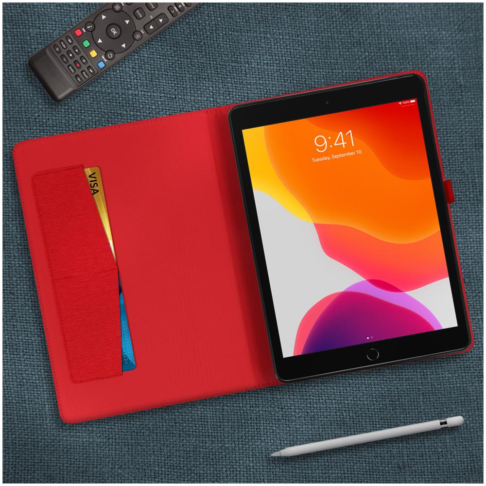 Cover Porta Carte Ipad 9 2021 Ipad 8 2020 Ipad 7 2019 Tessuto Rosso - Foto 2