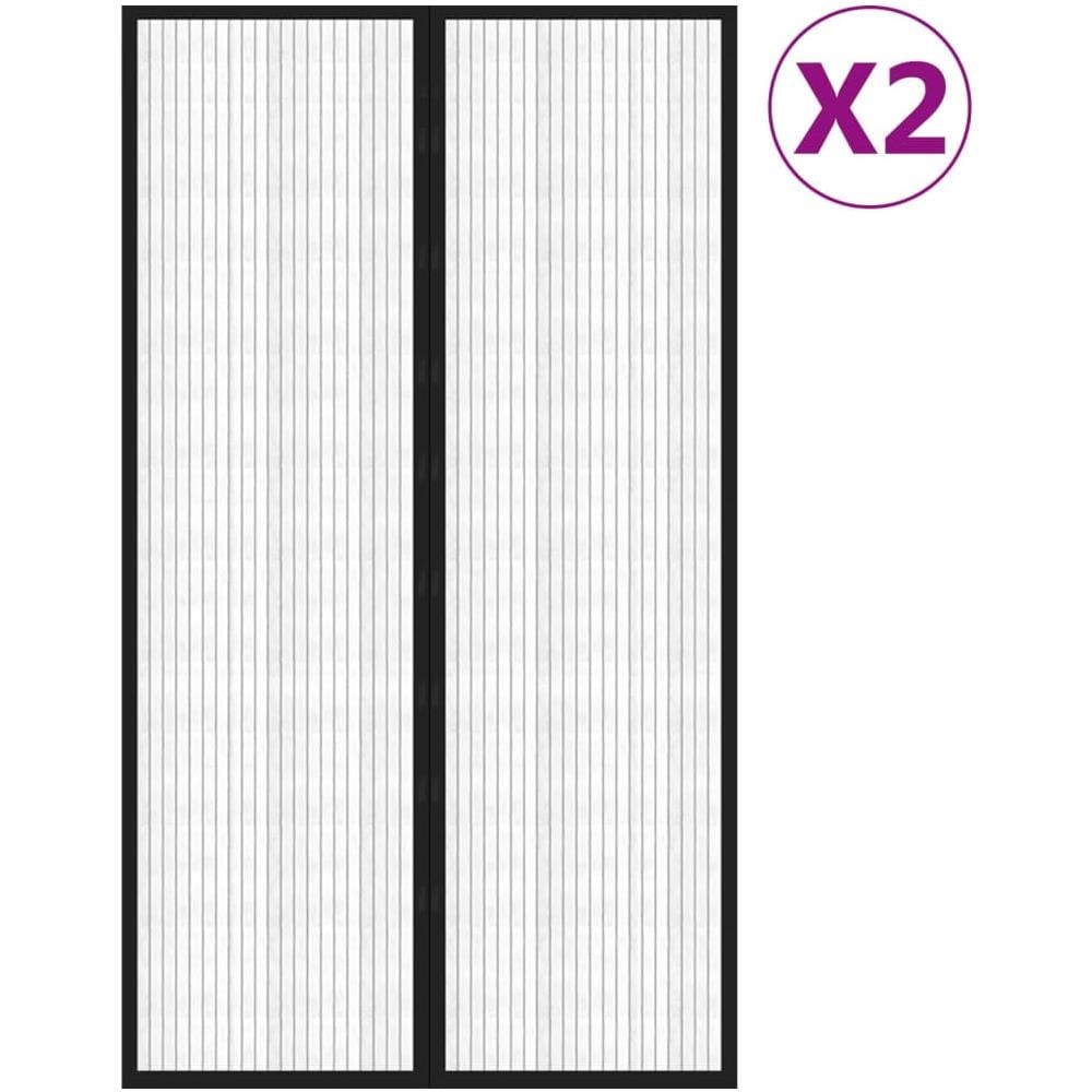 Tende Antimosche 2 pz per Porte con Magneti Nere 200x80 cm - Foto 3