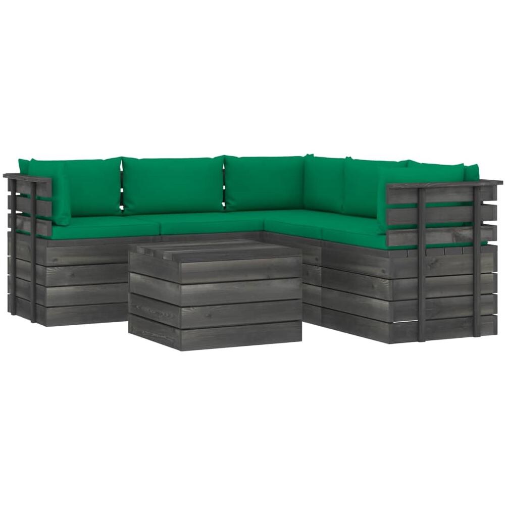VidaXL Set Divani Da Giardino Su Pallet 2 Pezzi In Legno Di Pino Massello Con Cuscini Antracite, Tavolo Incluso, Arredo Rustico Per Esterni E Terrazzo
