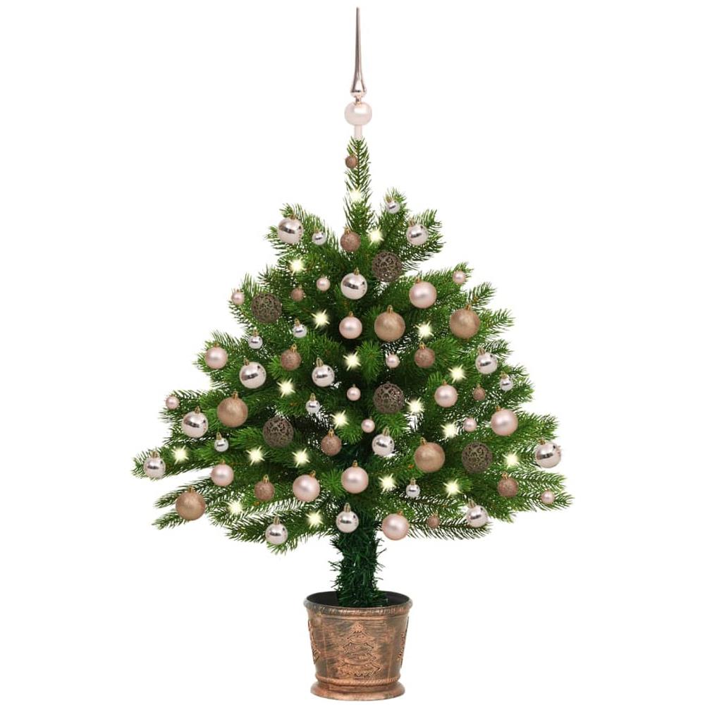 Albero di Natale Artificiale con LED e Set Palline 90 cm Verde - Foto 1
