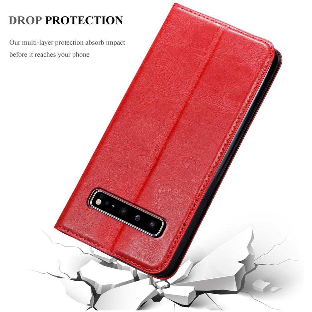 Custodia Compatibile Con Samsung Galaxy S10 5g In Rosso Mela - Coperchio Protettiva Con Chiusura Magnetica, Funzione Stand E Tasca Per Le Carte - Foto 8