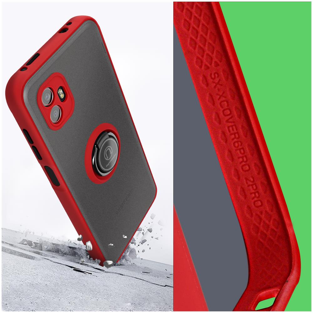 Cover Samsung Galaxy Xcover 6 Pro Bimateria Anello Metallico Supporto Rossa - Foto 5