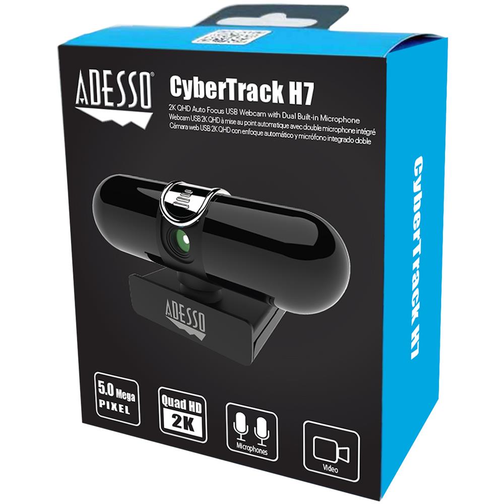 CyberTrack H7 Webcam 2K con Doppi Microfoni Integrati Otturatore Privacy + Clip per Treppiede USB - Nero - Foto 4