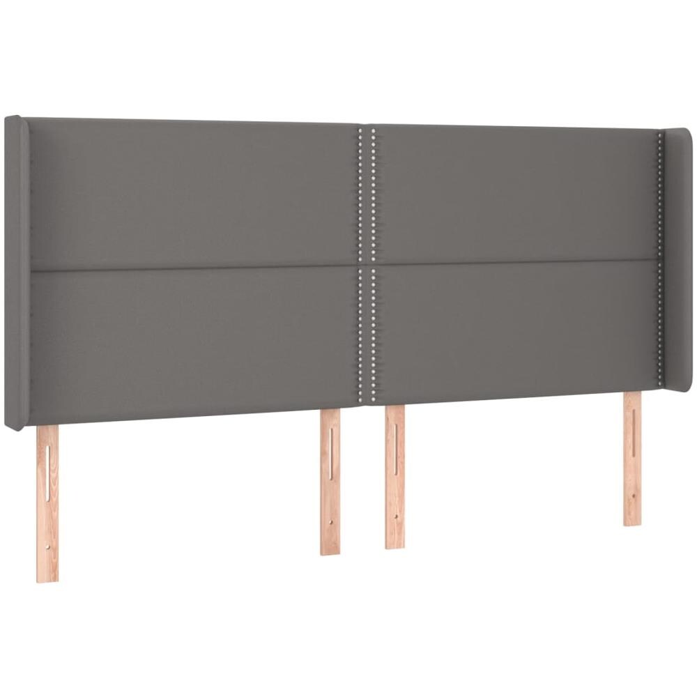 Testiera Ad Orecchio Grigio 183x16x118/128 Cm In Similpelle - Foto 2