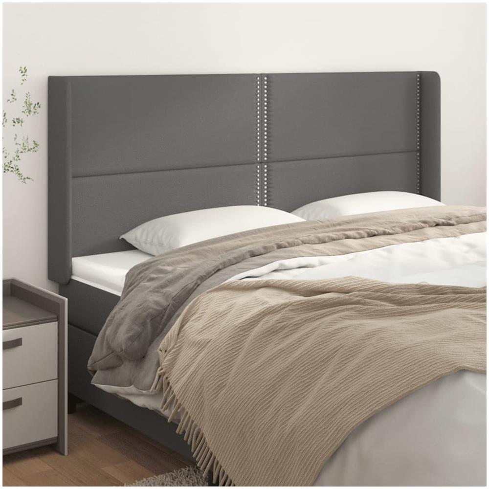Testiera Ad Orecchio Grigio 183x16x118/128 Cm In Similpelle - Foto 1