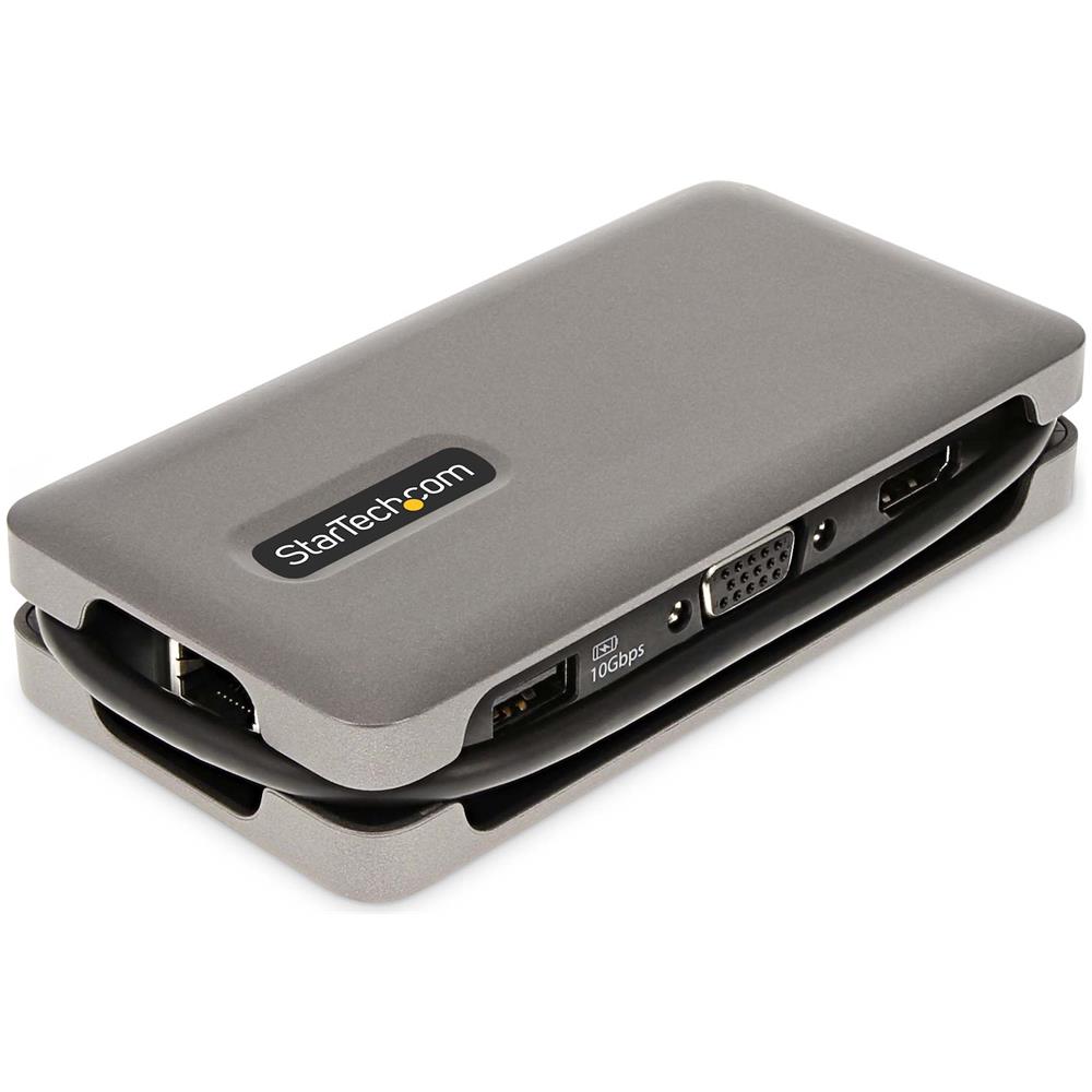 Adattatore Multiporta USB-C - Docking Station USB Type C con HDMI /VGA 4K60Hz - Hub USB a 3 porte (1x ricarica) - PD 100W - GbE - Convertitore \Mini Dock USB-C HDMI /VGA - Cavo Integrato avvolgente 30cm - Foto 2