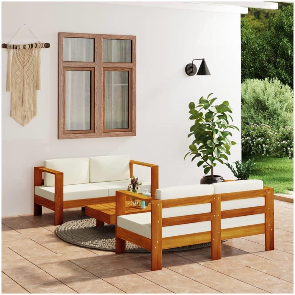 Set Divano 3 Posti Rattan Beige Chiaro Cuscino In Tessuto Di Cotone Resistenza Media Interno Esterno Naturale Maratea 79587799