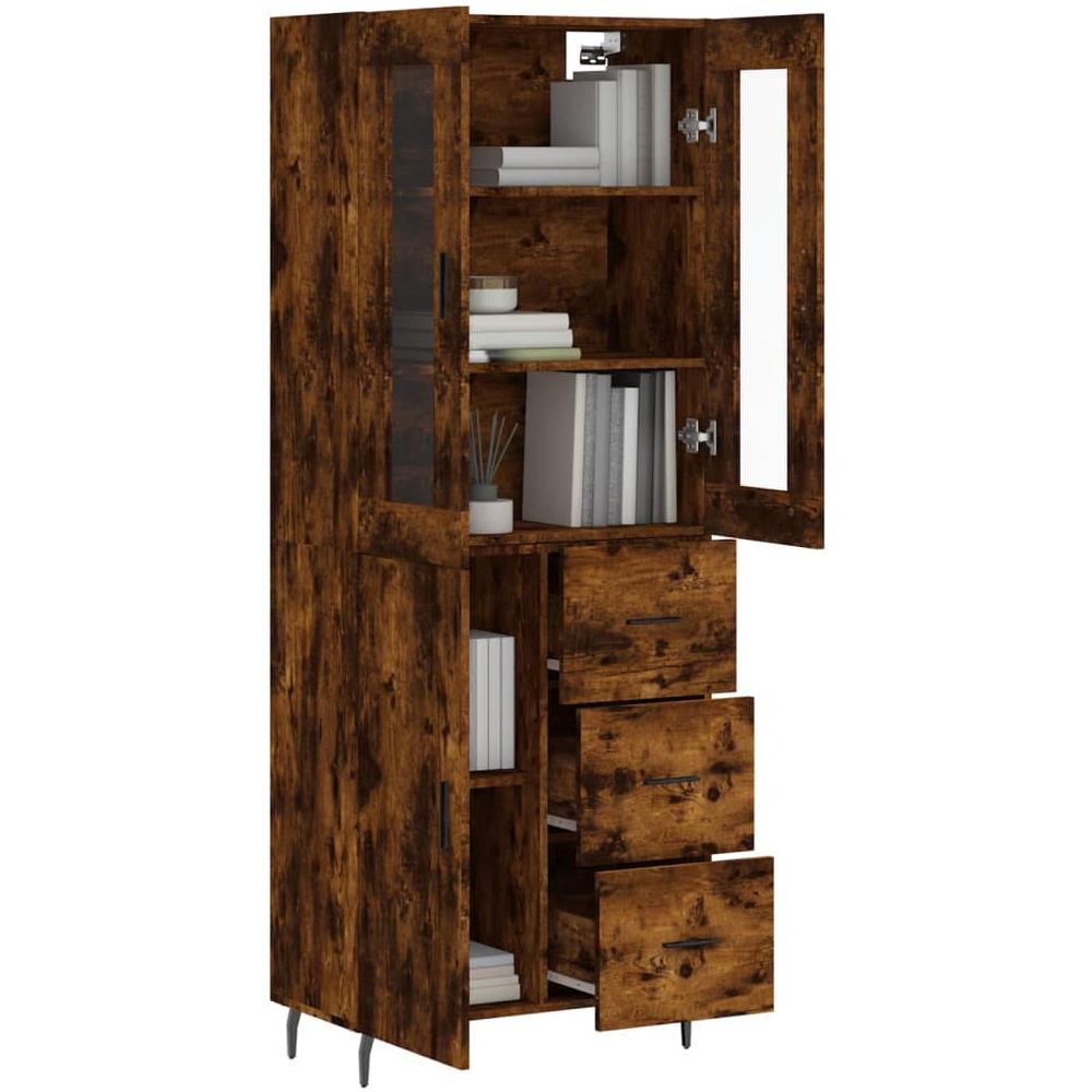 Credenza Rovere Fumo 69,5x34x180 Cm In Legno Multistrato - Foto 3