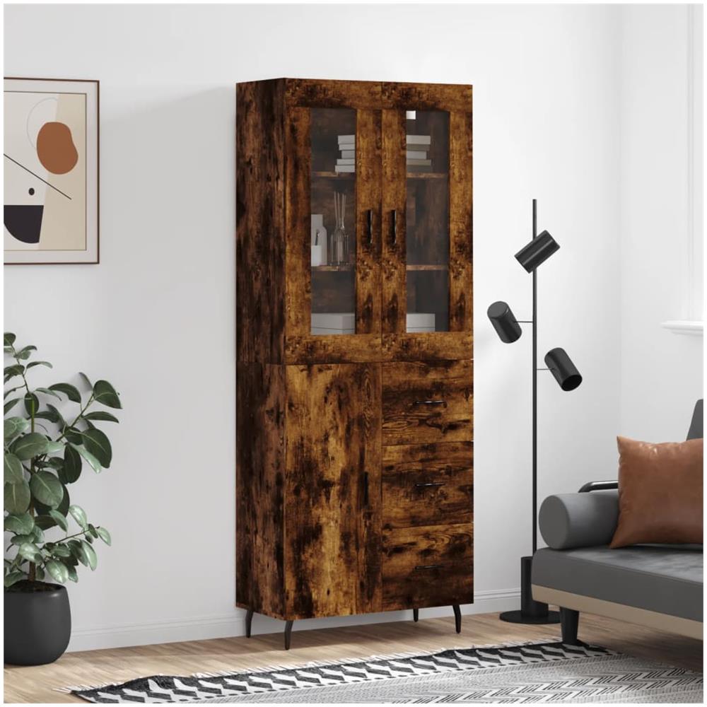 Credenza Rovere Fumo 69,5x34x180 Cm In Legno Multistrato - Foto 1