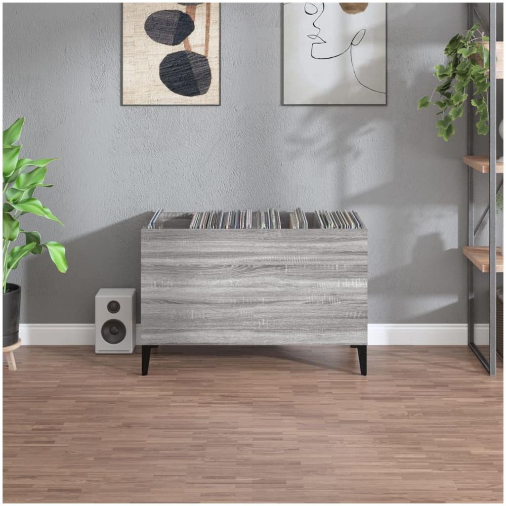 Mobile Porta Dischi Grigio Sonoma 74,5x38x48 Legno Multistrato - Foto 2