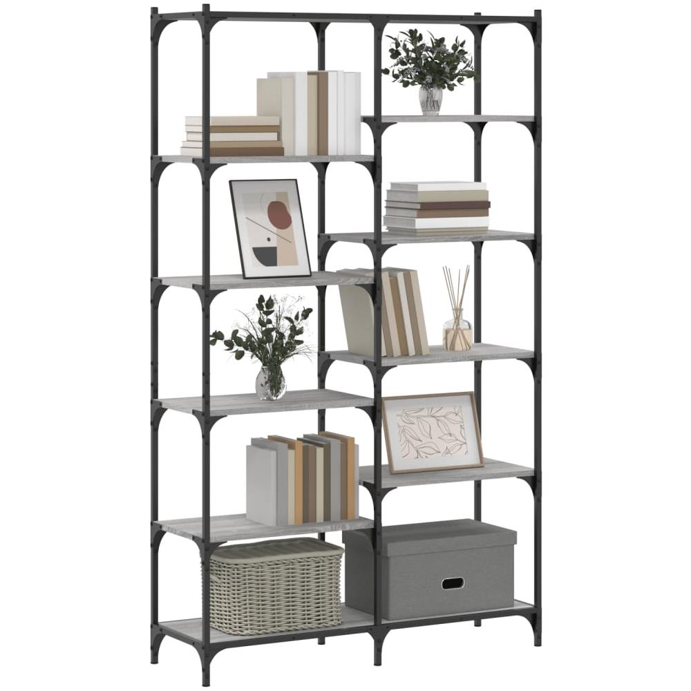 Libreria Grigio Sonoma 100x32x170 Cm Legno Multistrato E Ferro - Foto 3