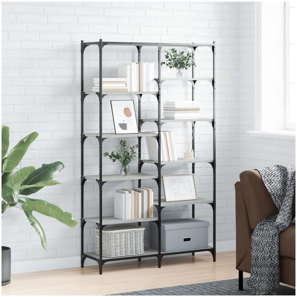 Libreria Grigio Sonoma 100x32x170 Cm Legno Multistrato E Ferro - Foto 1