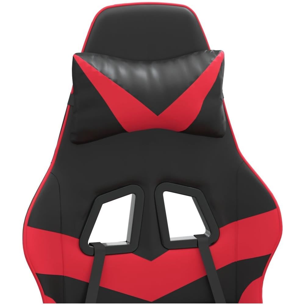 Sedia da Gaming Girevole Poggiapiedi Nero e Rosso Similpelle - Foto 8