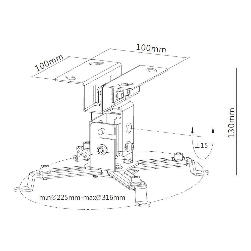 ICA-PM 2S - Supporto a Soffitto per Proiettori Estensione 130 mm Silver - Foto 3