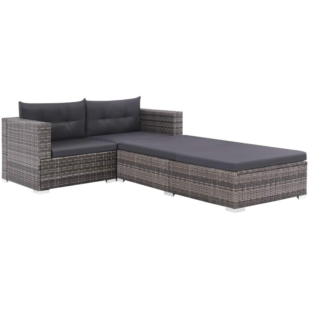 Set Divano Da Giardino 8 Pz In Polyrattan Grigio - Foto 2