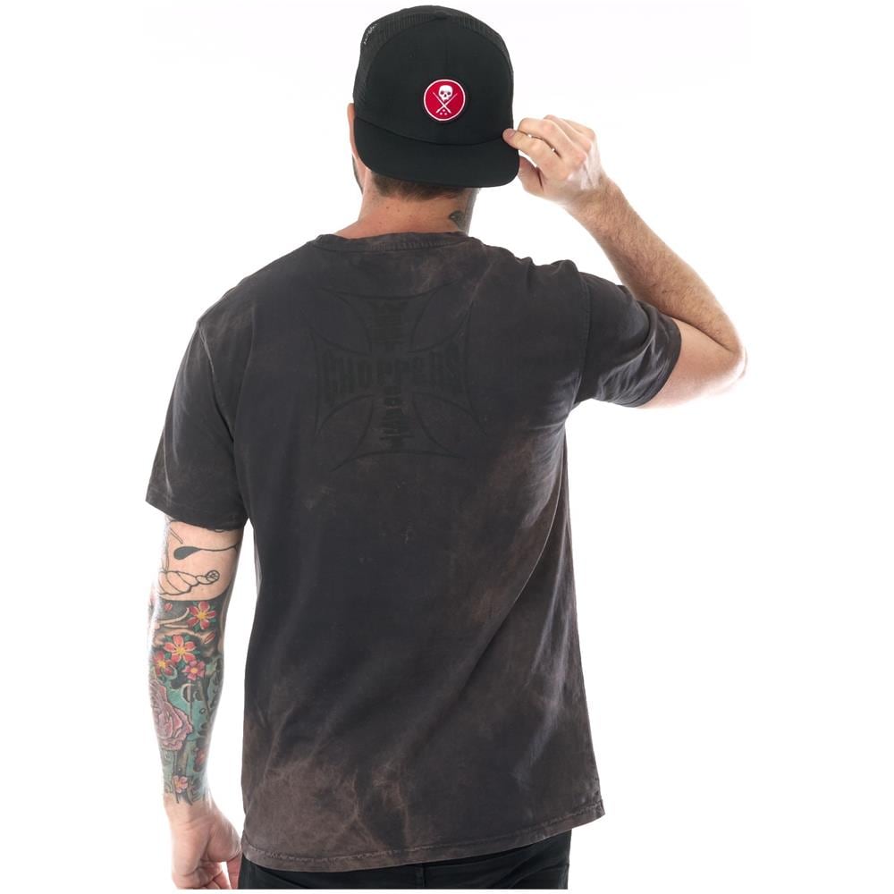 T-shirt West Coast Choppers Usa Loud Pipe Washed Nero (s, Nero)  - Foto 2