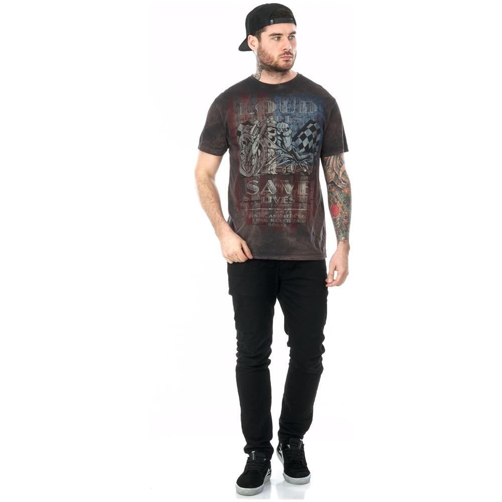 T-shirt West Coast Choppers Usa Loud Pipe Washed Nero (s, Nero)  - Foto 4