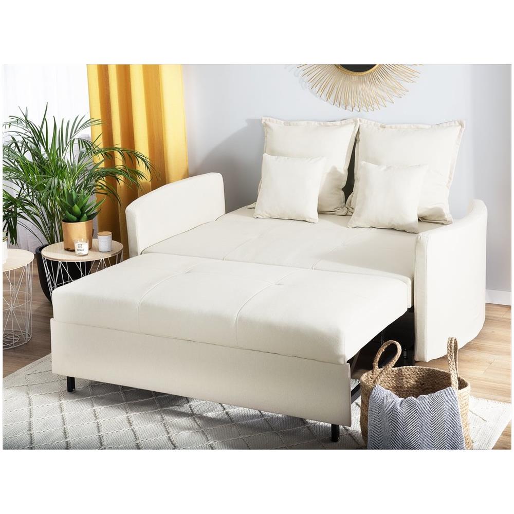 Divano Letto 2 Posti In Tessuto Beige Hovin - Foto 2