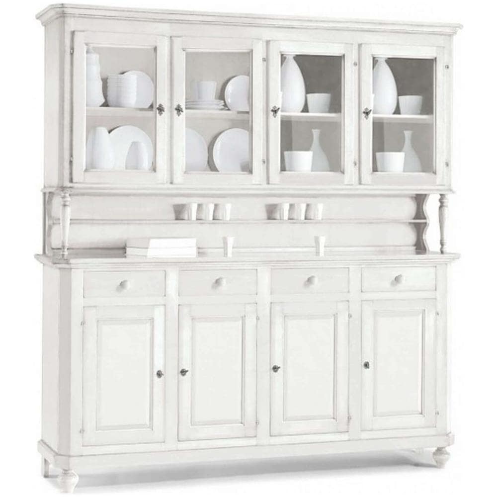 Chelsey - Credenza Con Vetrina In Legno Massello Cm 196 X 43 X 218 H - Foto 1