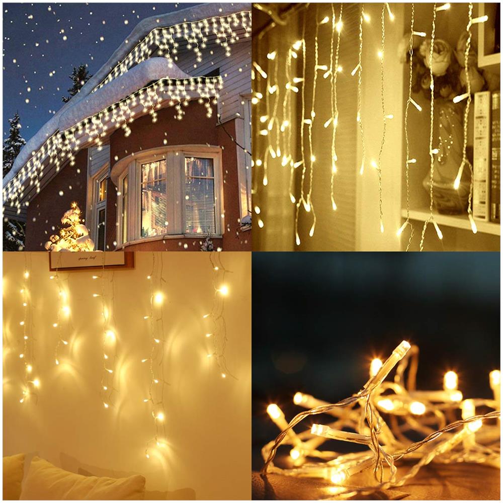 5m Catene Luminose 24 Stringe, 200 Leds + 3m Cavo Di Alimentazione, Stringa Decorativa Led Con 200 Led Impermeabilicavo Verde - Foto 2
