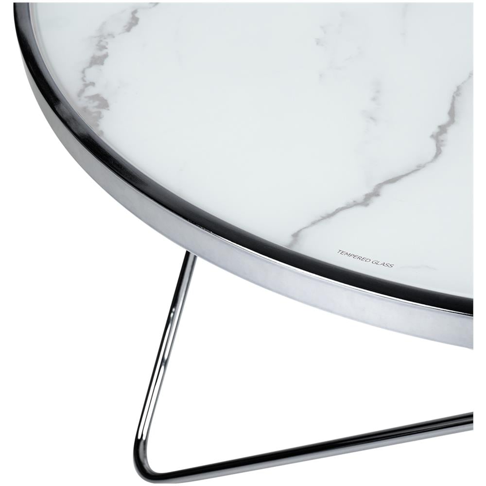 Tavolino Da Caffè Effetto Marmo Con Gambe Color Argento Meridian Ii - Foto 2