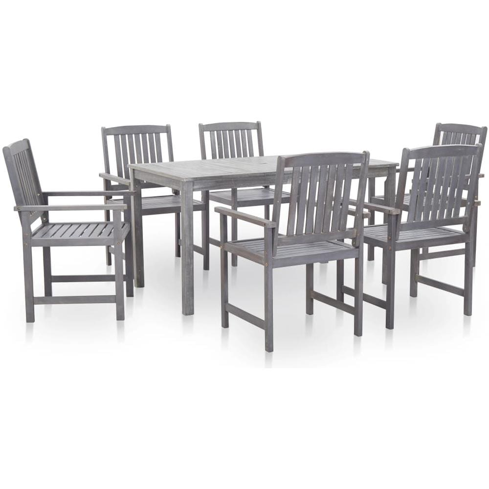 Set Pranzo Da Giardino 7 Pz Grigio Slavato In Massello D'acacia - Foto 1