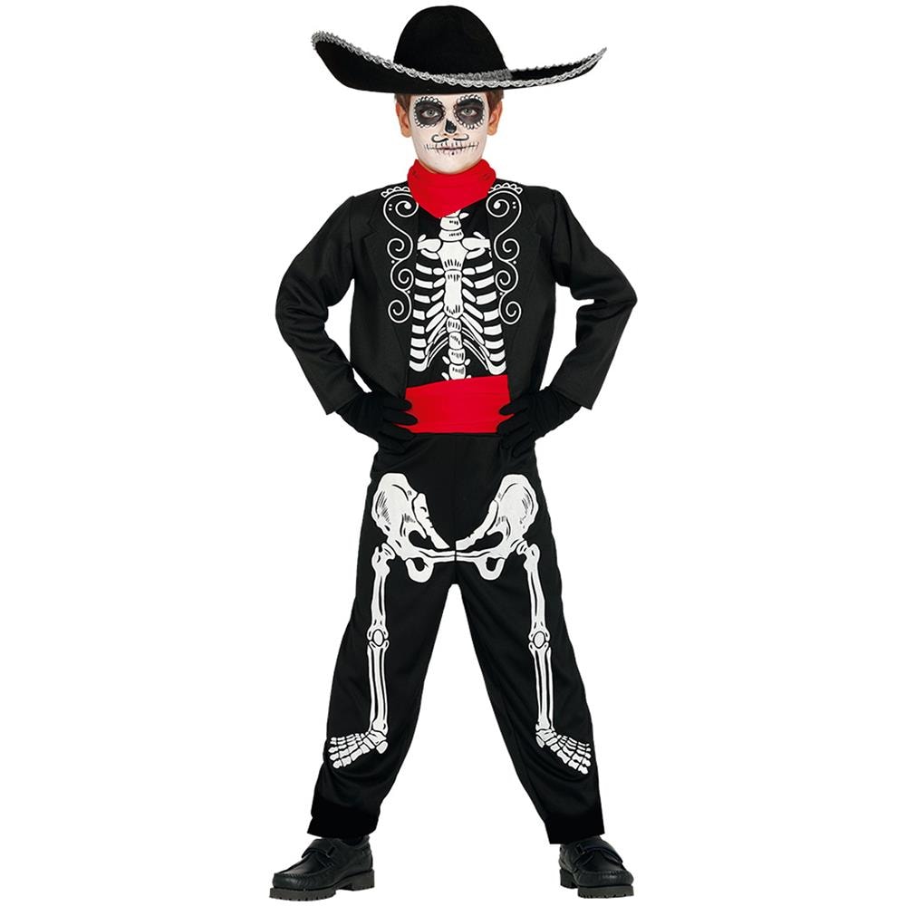 Costume Da Scheletro Dia De Los Muertos Bambino - Taglia: 5-6 Anni (110-115 Cm)  - Foto 1